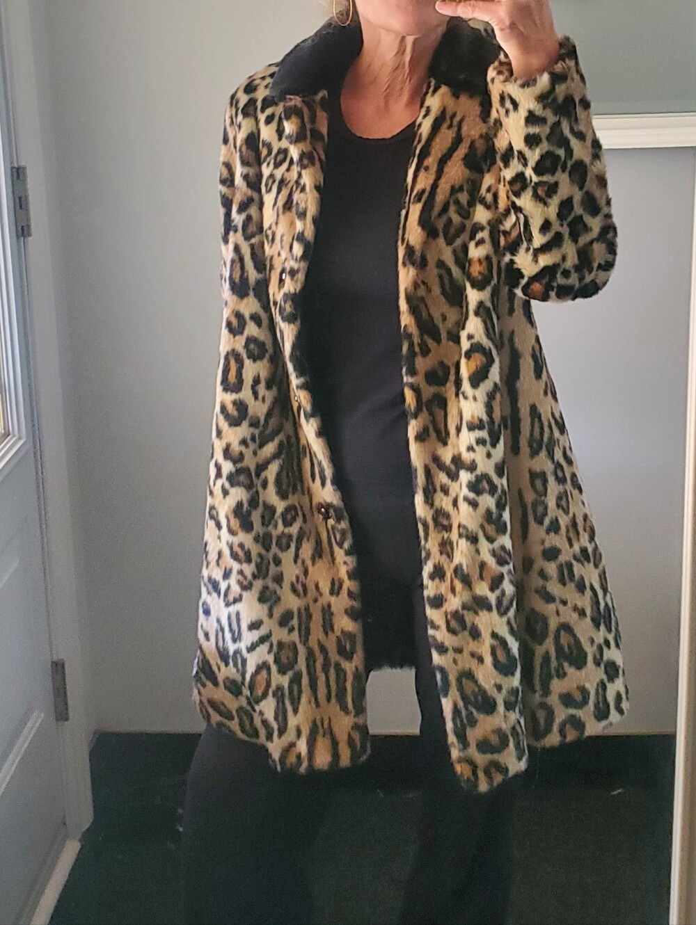 Topshop Leopard Faux Fur Coat Jacket